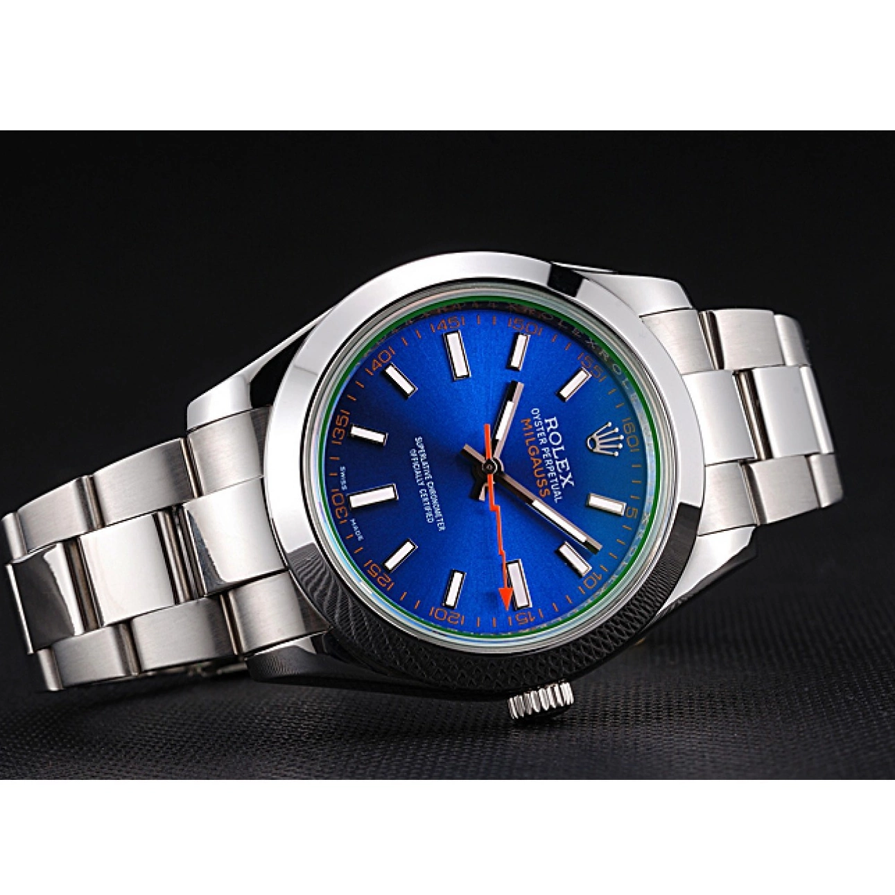 Aaa replica watch And Dial Bezel Milgauss Stainless 622838 Rolex Steel Blue Case 0803